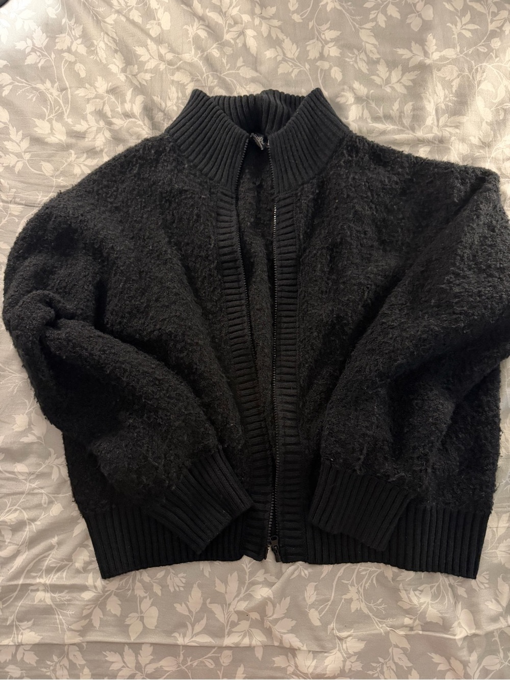 Cozy Black Women's Zip-Front Sweater Jacket